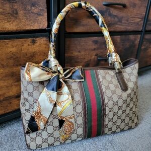 RARE Authentic Gucci Sherry Line Web Tote Shoulder Bag